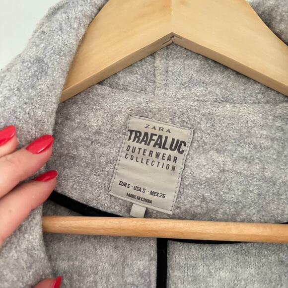 Zara Trafaluc Wool Blend Open Front Mid-Length Coat Gray S - Picture 9 of 10